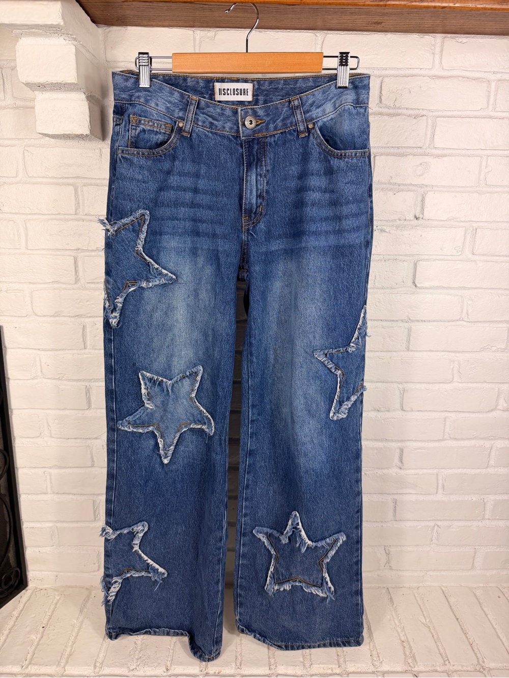 Disclosure Star Patch Wide Leg Jeans Size 9/29‎ Y2K Denim Baggy